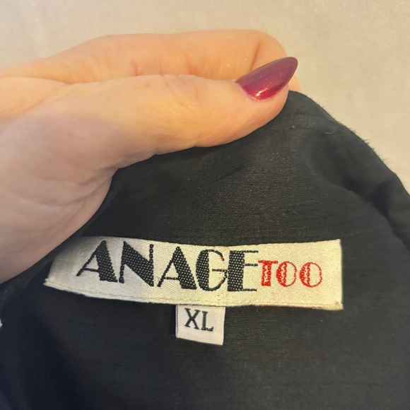 Anage Too XL Black Embroidered Jacket Beaded Floral Indian Art Quilted Button Up - Picture 3 of 11